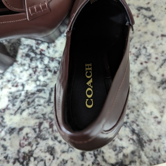 COACH Ilyse Leather Platform Block Heel Loafer Pumps - Picture 5 of 12